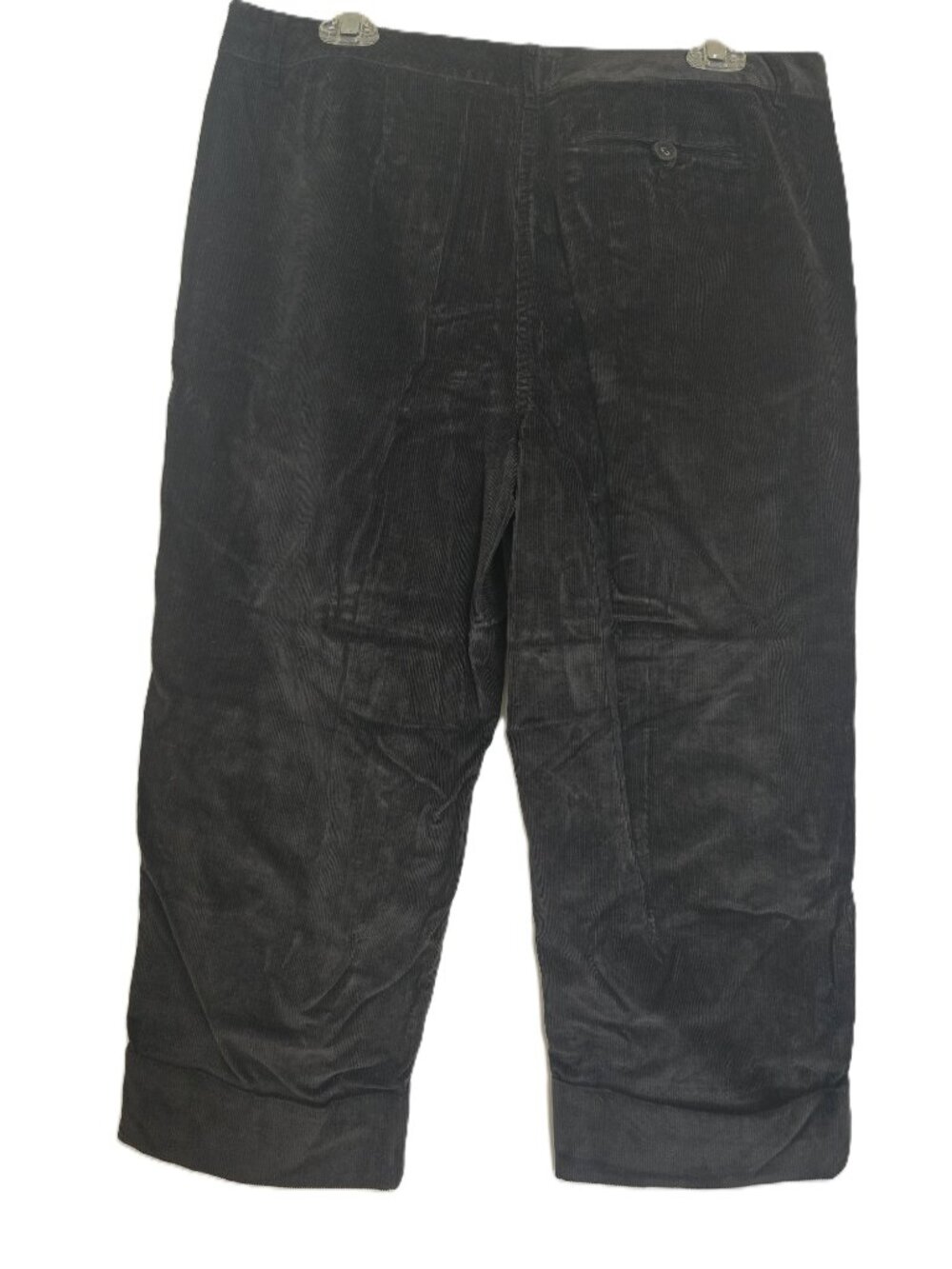 Talbots Stretch Corderoy Pants Charcoal Grey Cuffed Wide Leg Size 12 - Picture 8 of 16